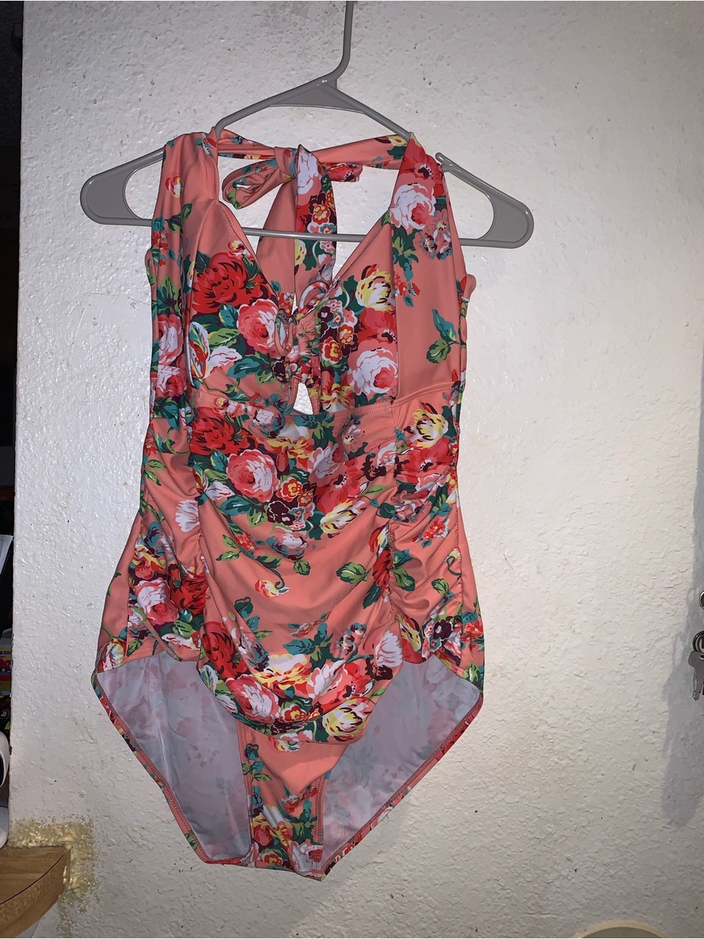 Swimsuits For All Coral Floral One-Piece Swimsuit with Tie Back
